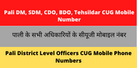Pali DM SDM CDO BDO Tehsildar CUG Mobile Number