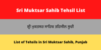 Sri Muktsar Sahib Tehsil List